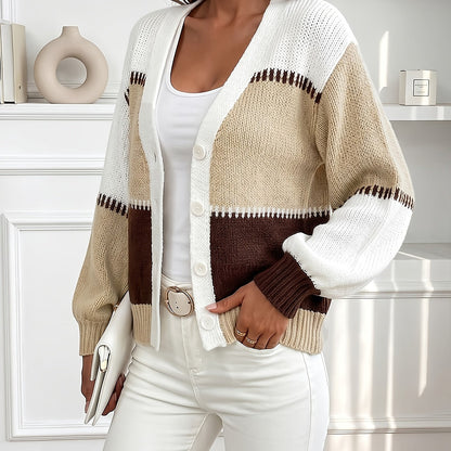 Women's Chunky Rib Puff Sleeve Cardigan