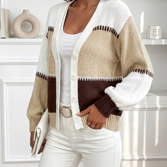 Women's Chunky Rib Puff Sleeve Cardigan