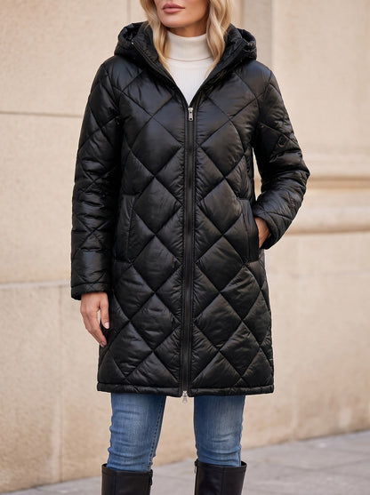 Women's Diamond Quilted Longline Puffer Coat