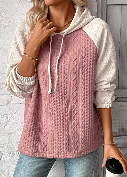 Ladies Jacquard Texture Hooded Sweatshirt