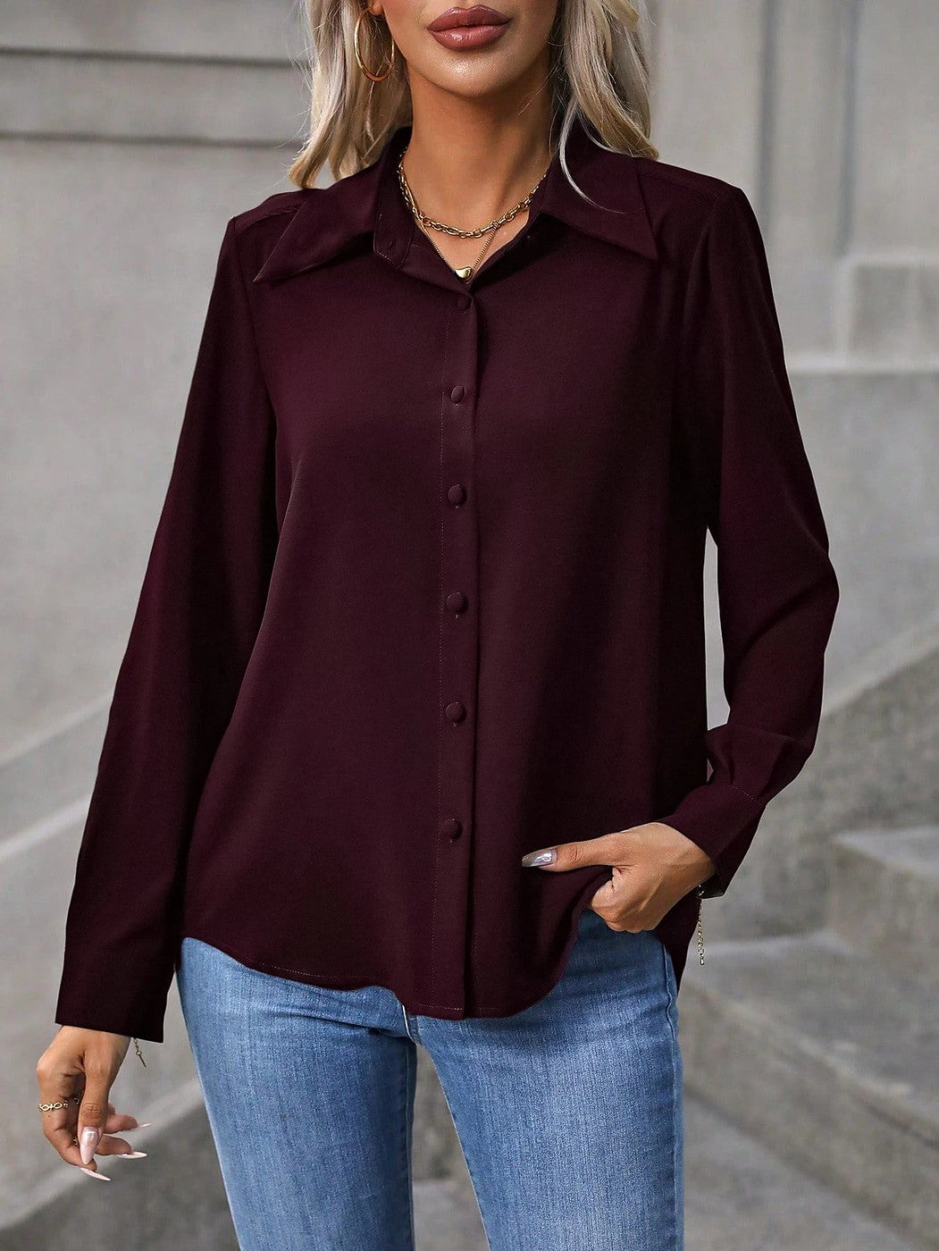 Women's Point Collar Blouse Shirt