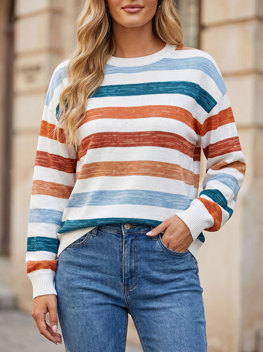 Women's Autumn Stripe Crew Neck Jumper