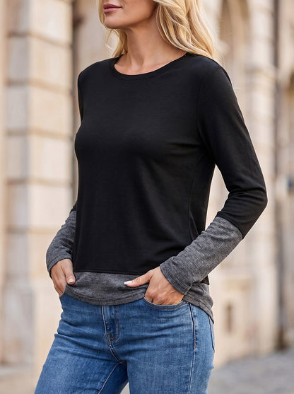 Women's Colour Block Cuff Jersey Top