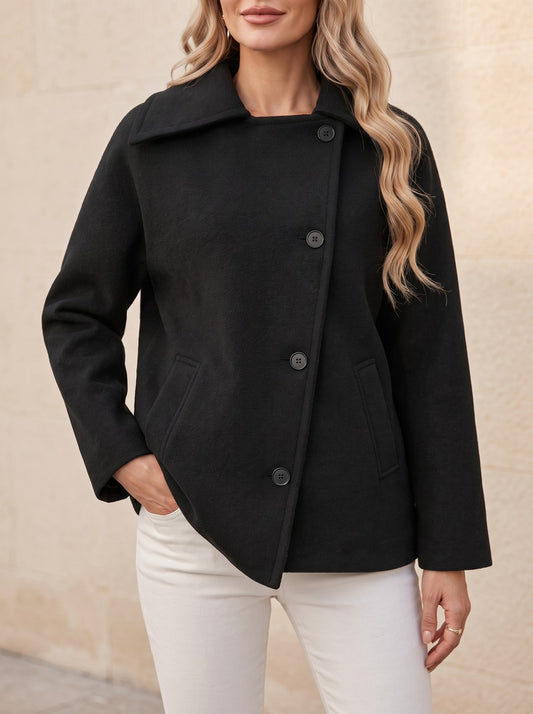 Women's Asymmetric Button Front Short Coat