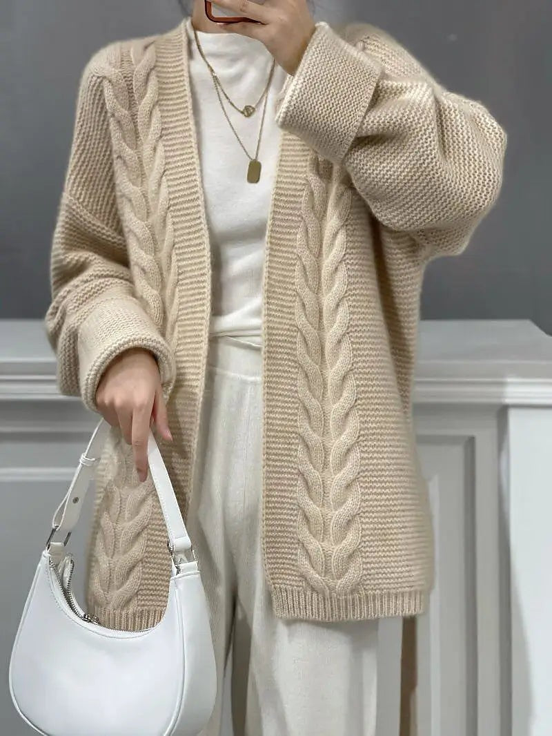 Women's Easy Wear Belted Cable Knit Cardigan