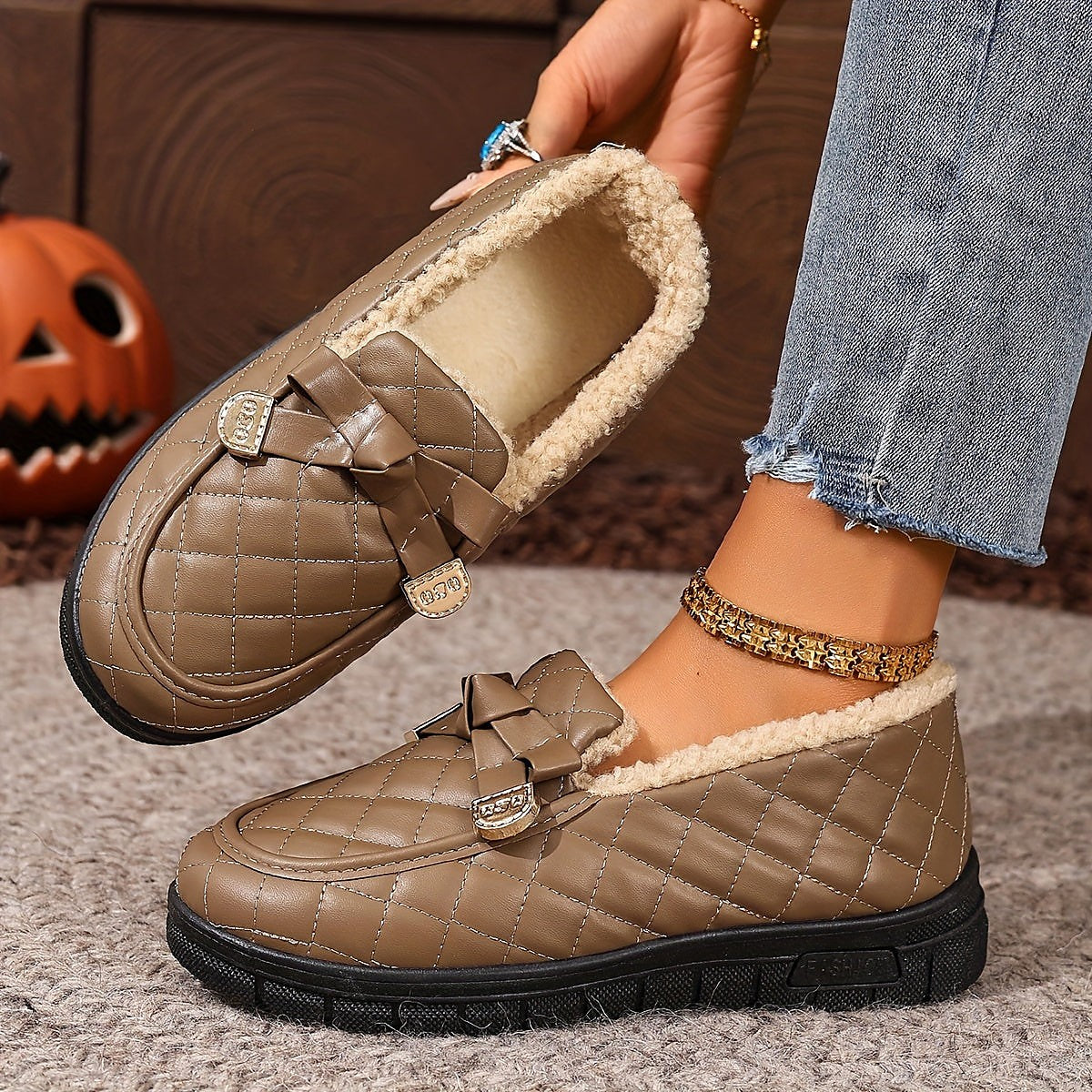 Women's Quilted Buckle Chunky Sole Slippers