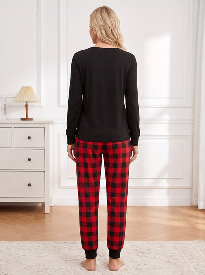 Women's Check Jogger Pyjama Set Long Sleeve