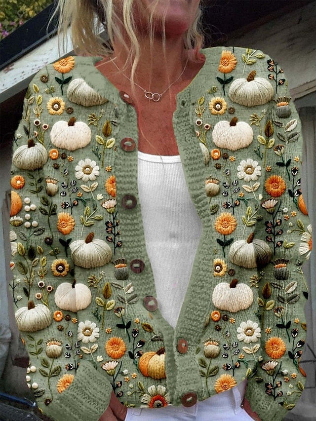 Women's Textured Flower Knit Cardigan