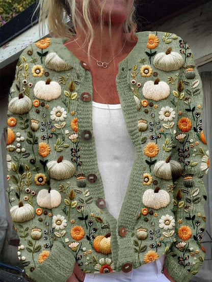 Women's Textured Flower Knit Cardigan
