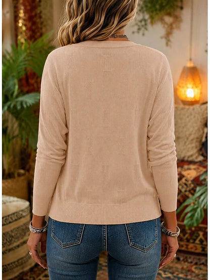 Women's Khaki V Neck Cardigan