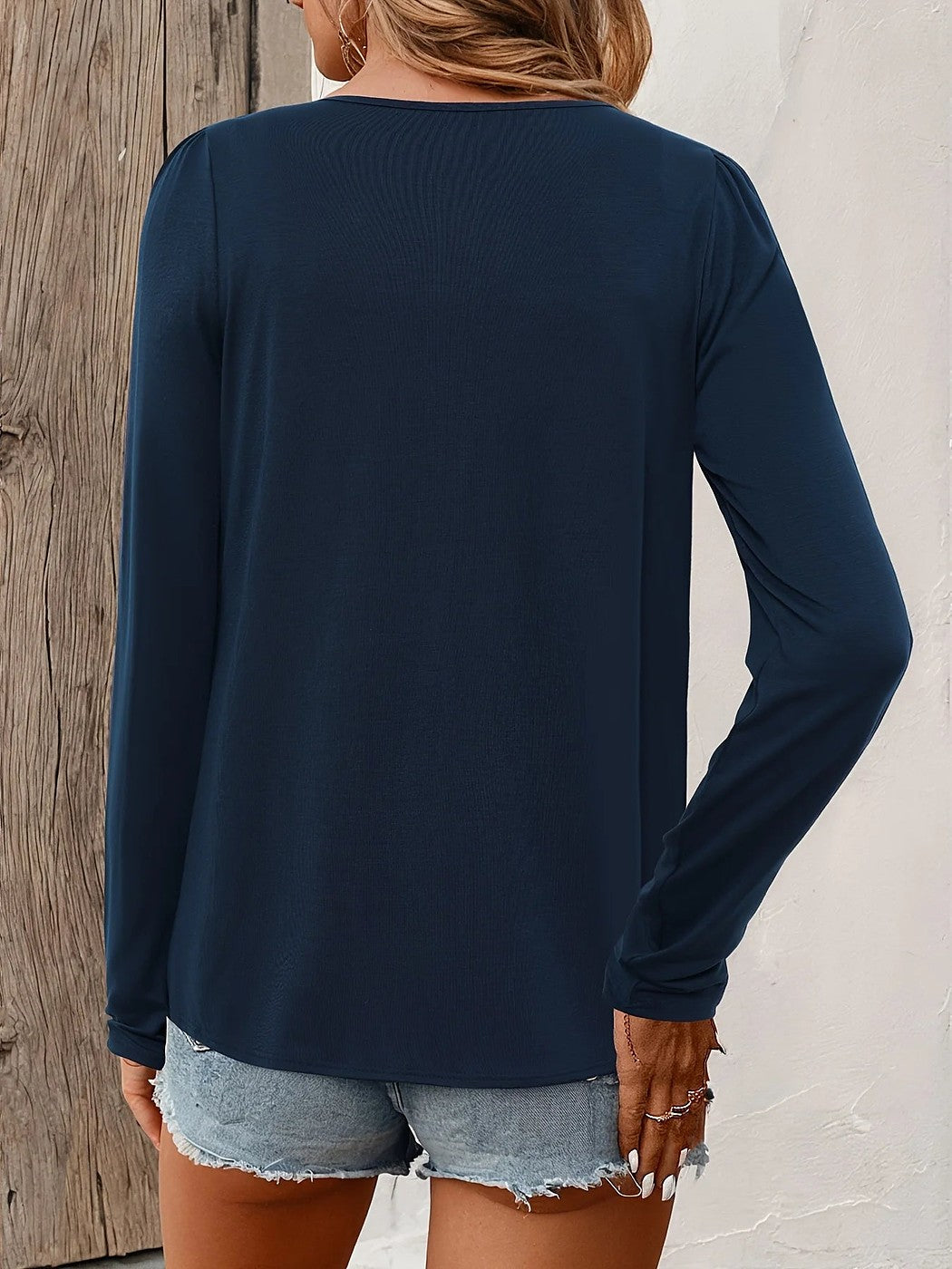 Women's Soft Pleated Front Long Sleeve Top