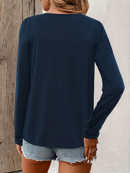 Women's Soft Pleated Front Long Sleeve Top