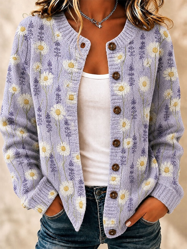 Women's Painted Print Knit Cardigan