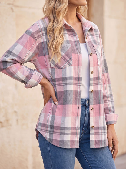 Women's Loose Check Flannel Blouse
