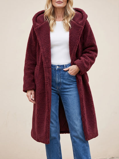 Women's Oversized Hooded Teddy Fleece Coat