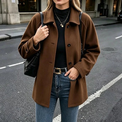 Women's Soft Brushed Button Through Coat