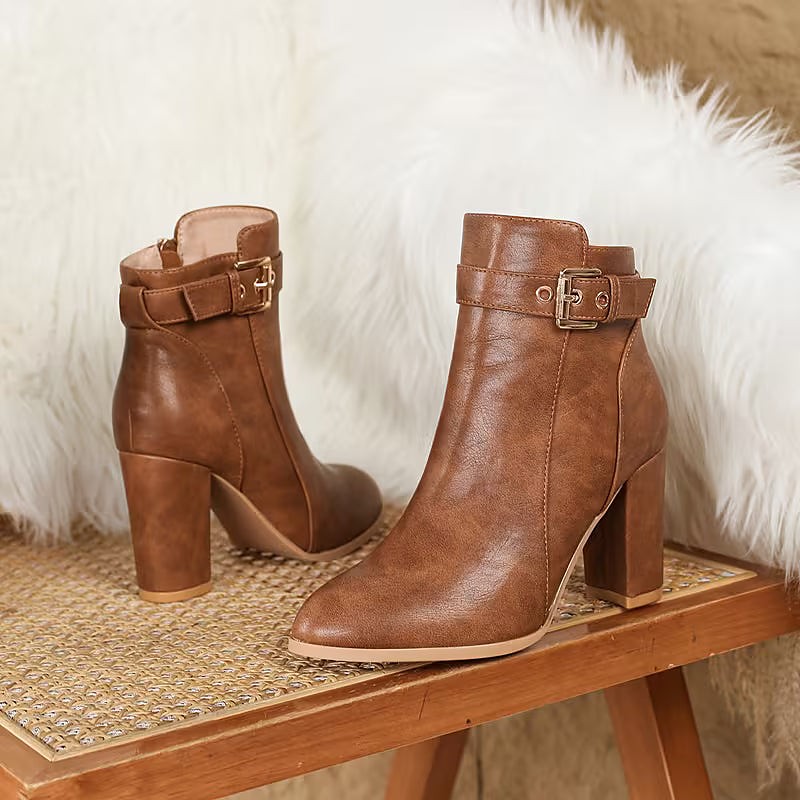 Women's Ankle Boots with Buckle Trim