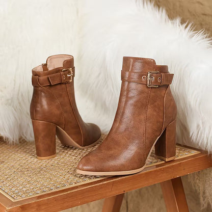 Women's Ankle Boots with Buckle Trim