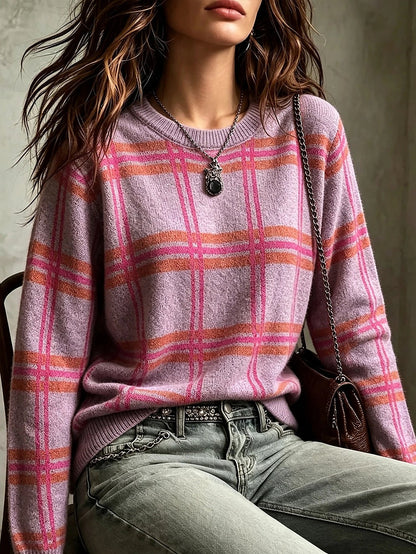 Women's Autumn Check Brushed Knit Jumper