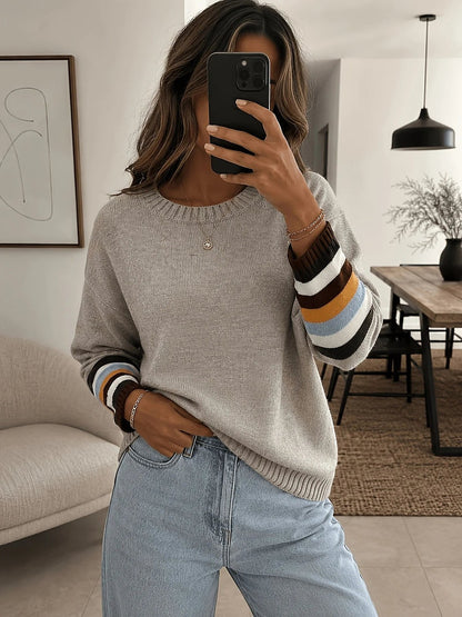 Women's Contrast Cuff Crew Jumper