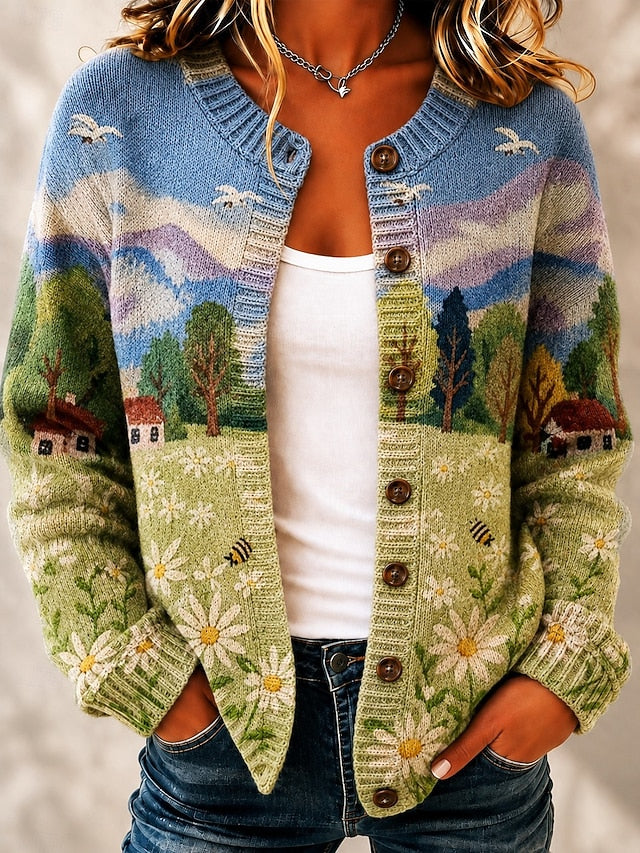 Women's Painted Print Knit Cardigan