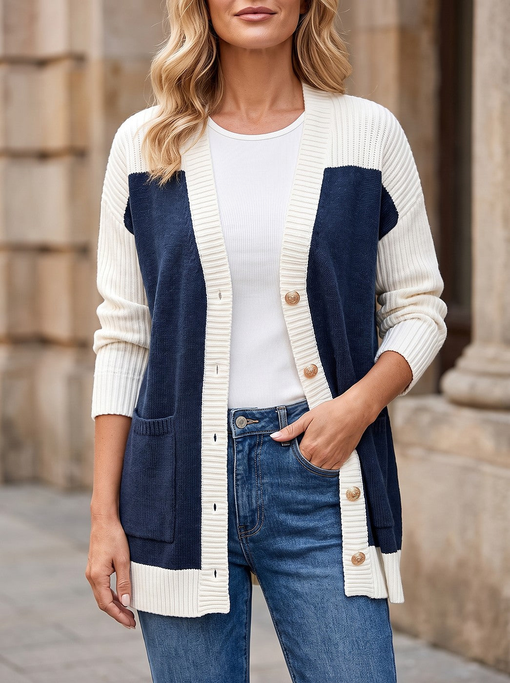 Women's Longline Patch Pocket Knit Cardigan