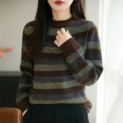 Women's Loose Fit Stripe Knit Jumper