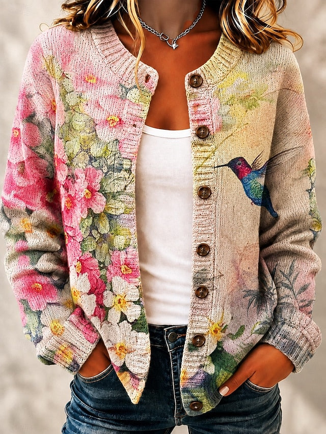 Women's Painted Print Knit Cardigan