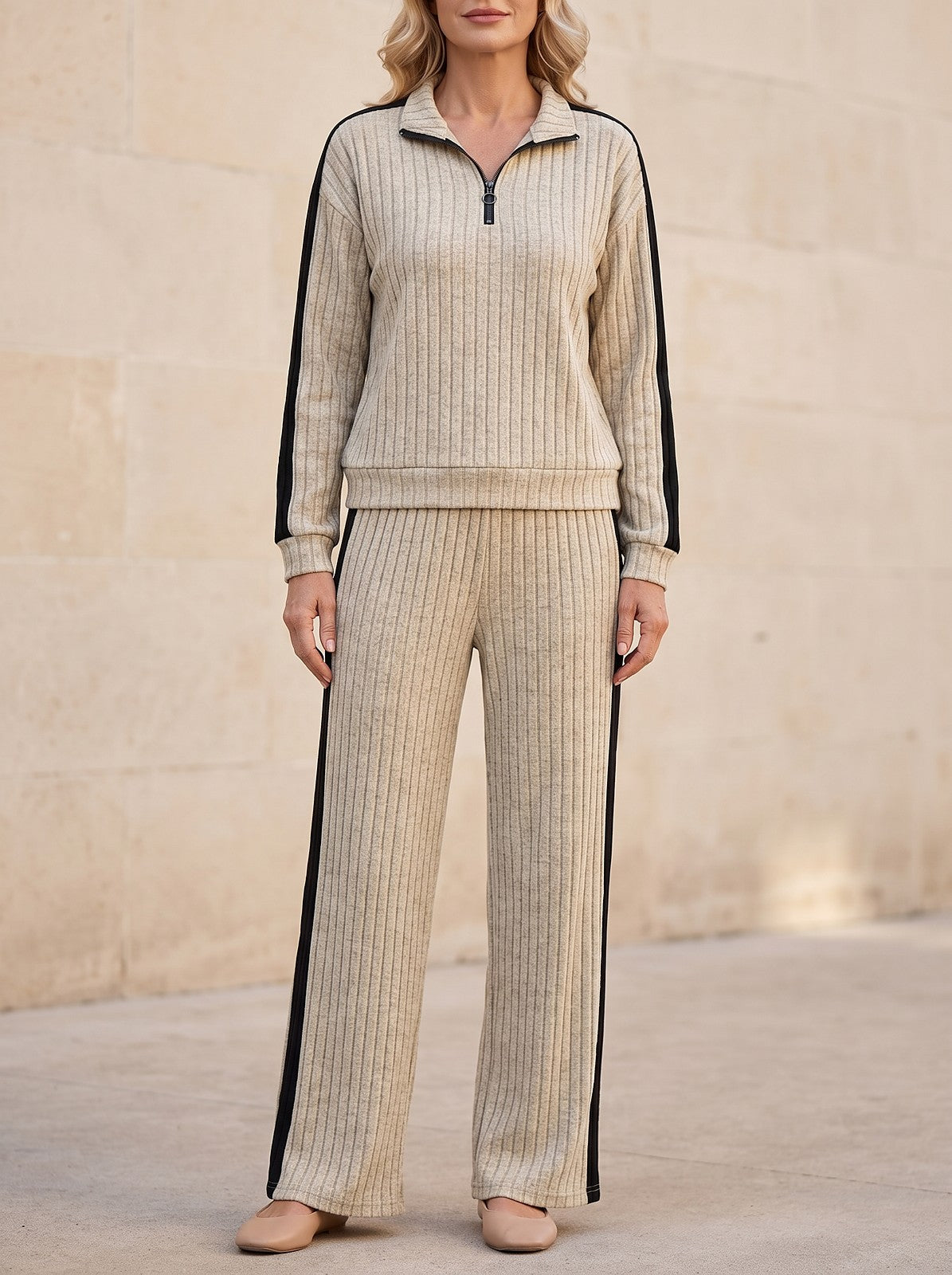Women's Knitted Half Zip Co-ord Set
