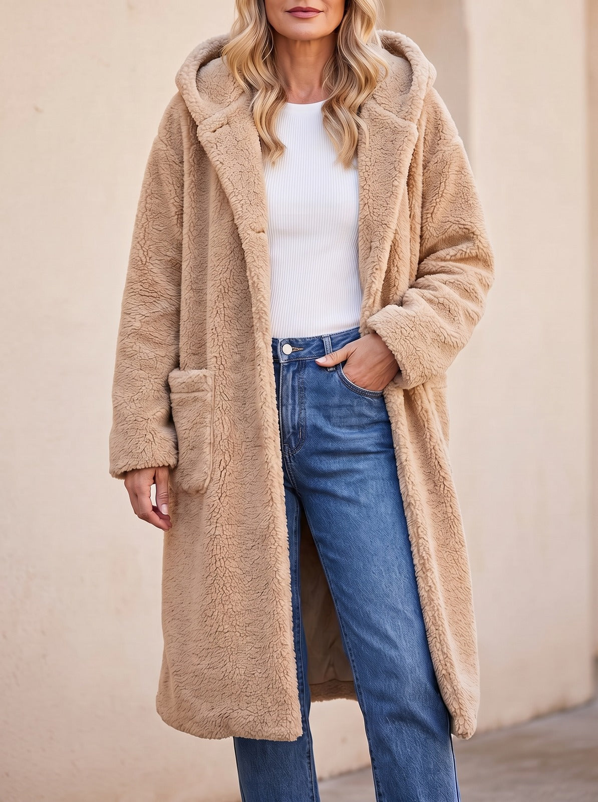 Women's Oversized Hooded Teddy Fleece Coat