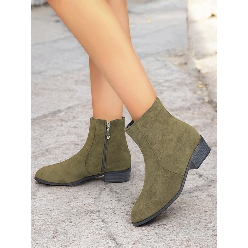 Women's Flat Suede Zip Boots
