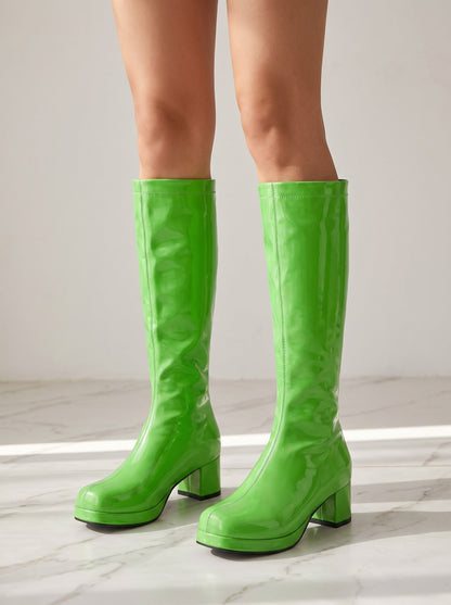 Women's White Patent Gogo Boots