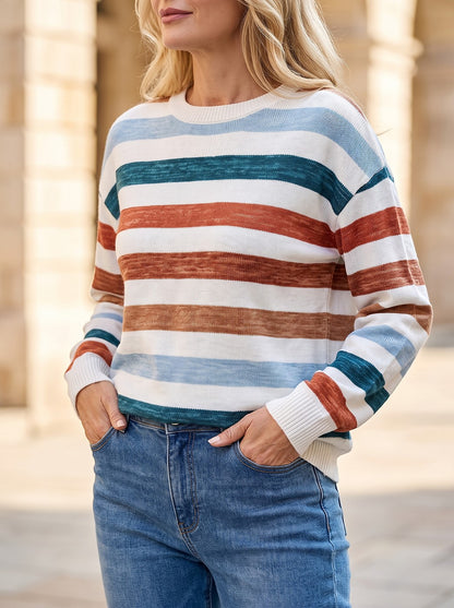 Women's Autumn Stripe Crew Neck Jumper