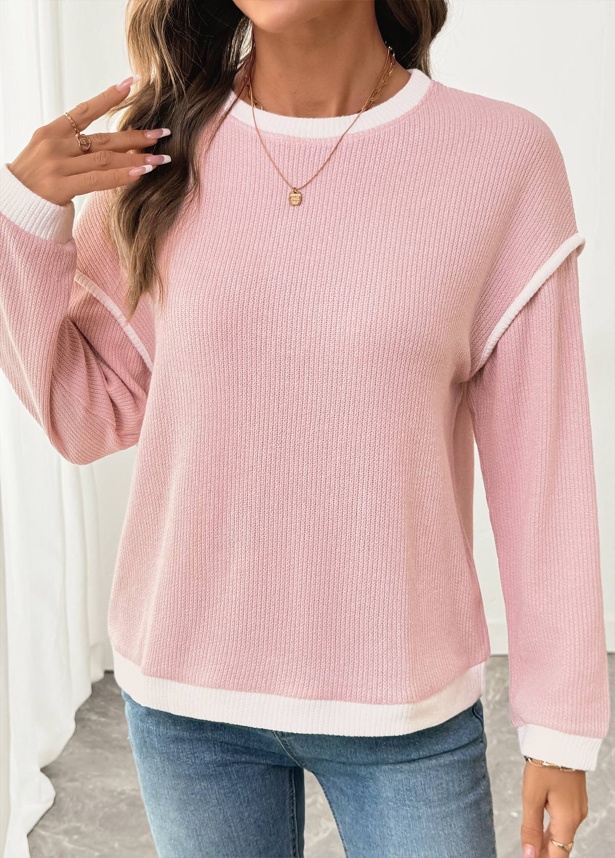 Women's Winter Patchwork Panel Sweatshirt