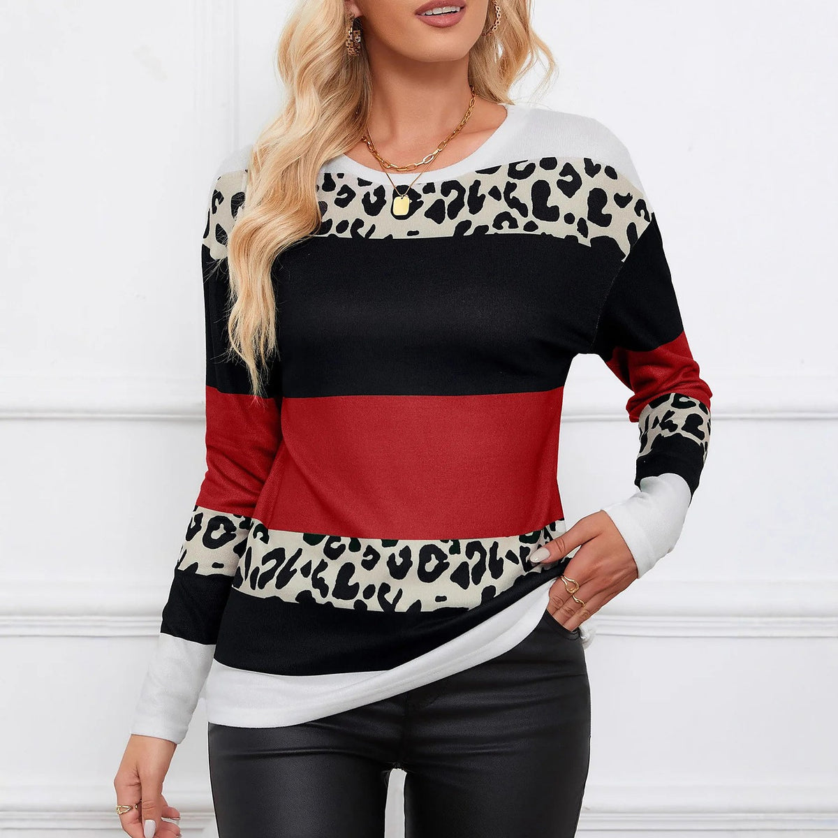 Women's Animal Print Panel Top