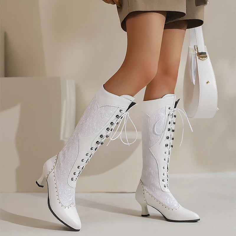 Women's Pointed Toe Heeled Long Boots