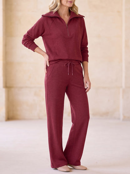 Women's Knitted Half Zip Lounge Set
