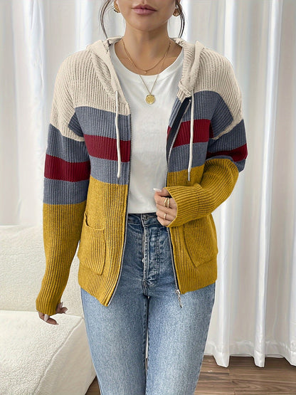 Women's Hooded Zip Through Knit Jacket