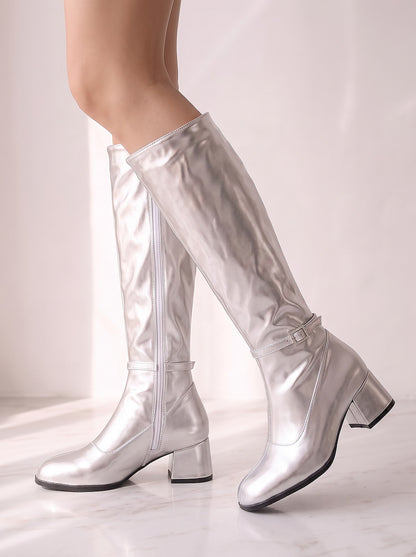 Women's Retro Metallic Gogo Knee High Boots