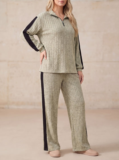 Women's Ribbed Half Zip Co-ord Set