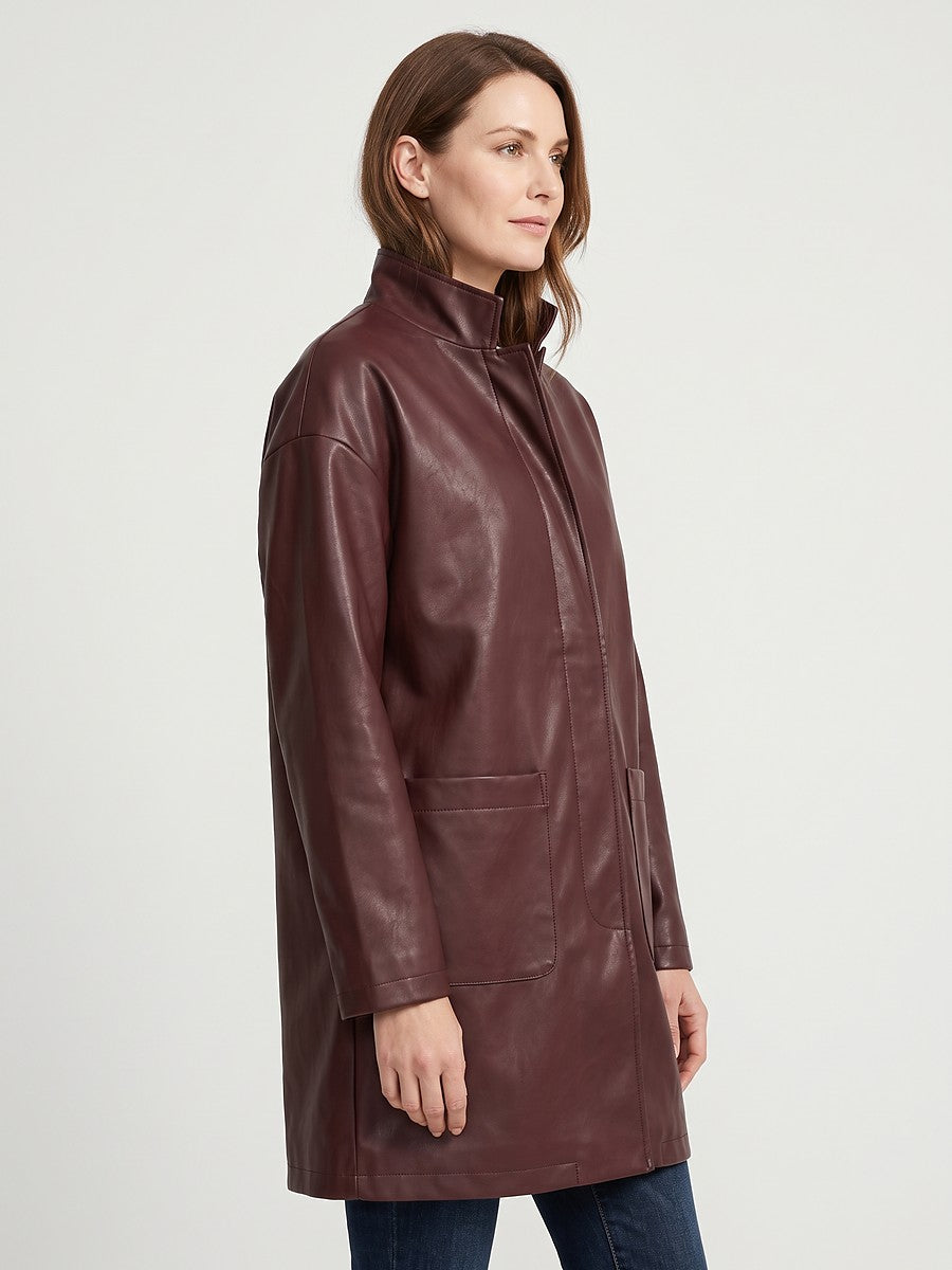 Ladies Faux Leather Duster Coat