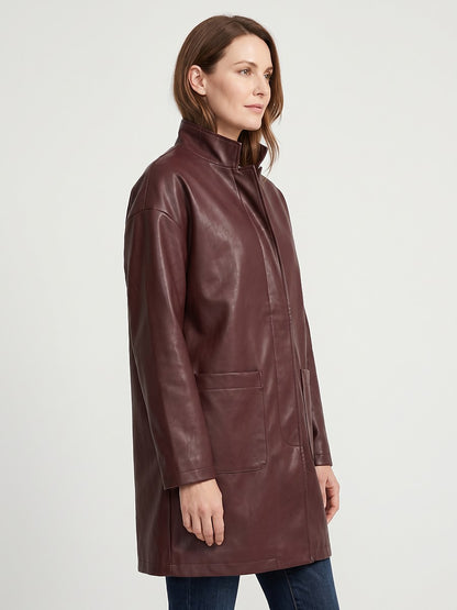 Ladies Faux Leather Duster Coat