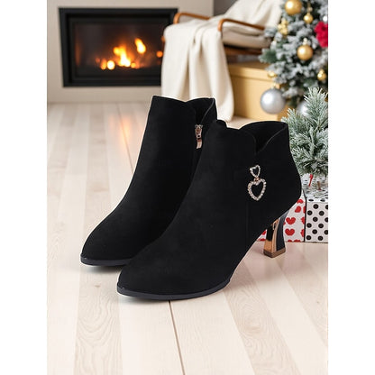 Women's Diamante Heart Ankle Boots