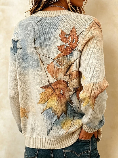 Women's Flower Print Knitted Cardigan