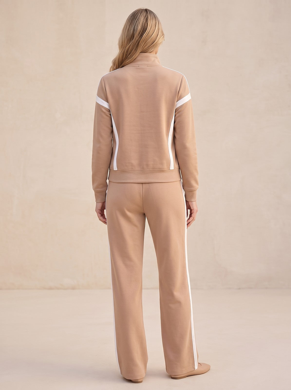 Women's Half Zip Tracksuit Wide Leg Trousers
