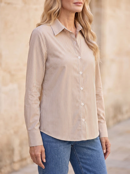 Women's Striped Collar Button Down Shirt