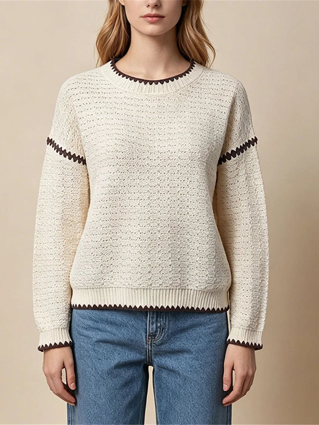 Women's Zigzag Textured Knit Jumper