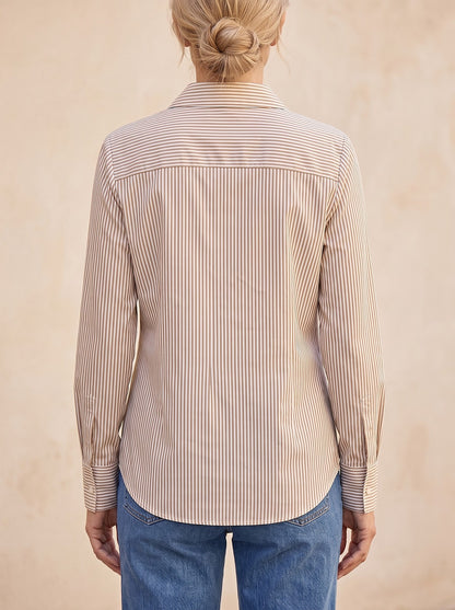 Women's Striped Collar Button Down Shirt