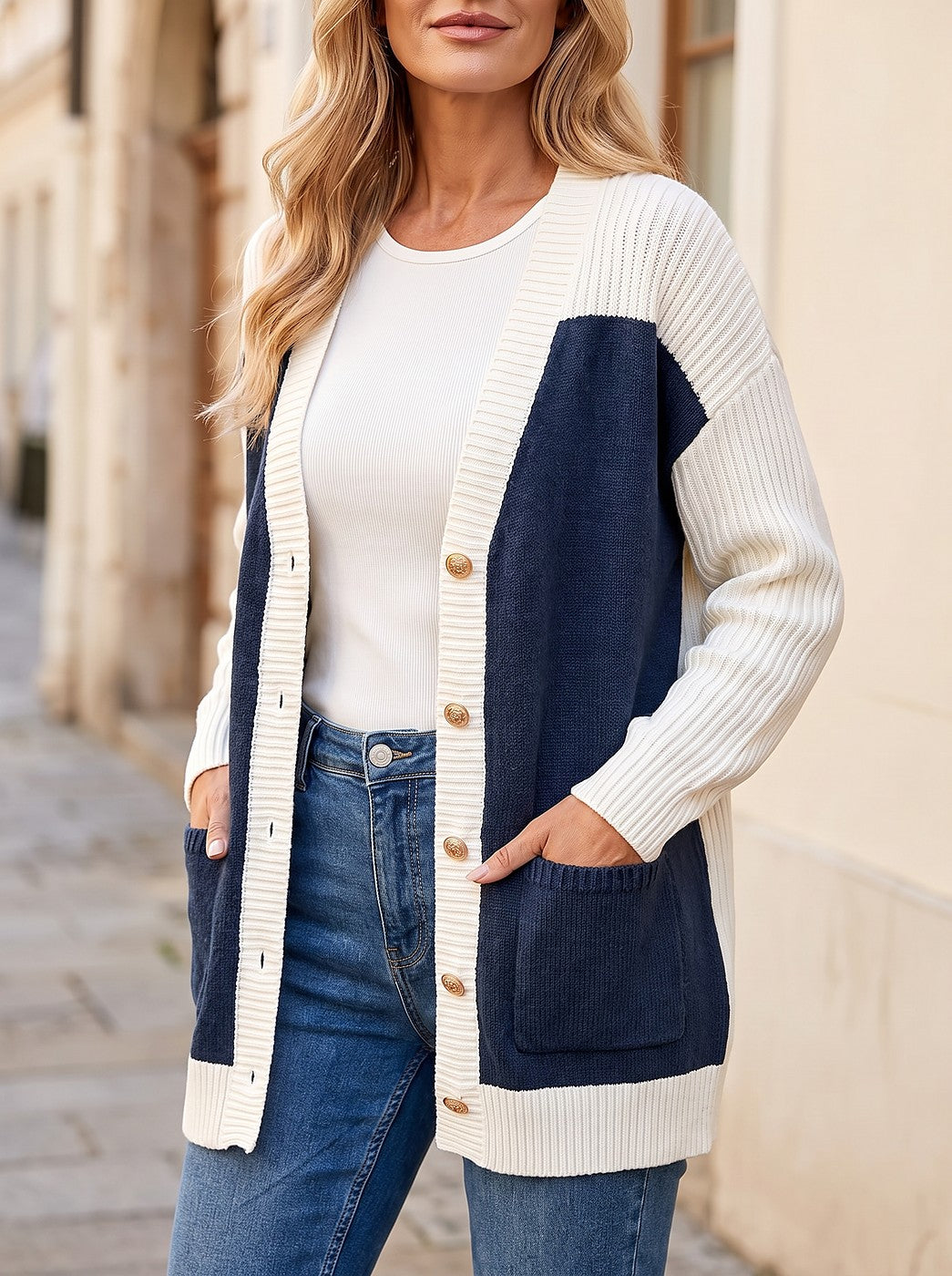 Women's Longline Patch Pocket Knit Cardigan