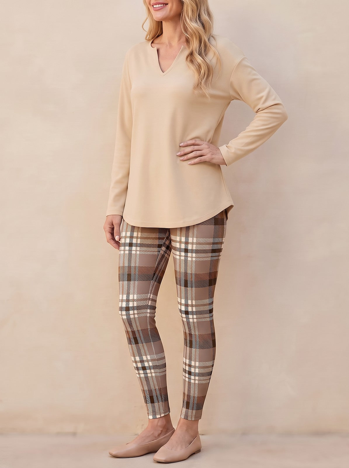Women's V Neck Tunic and Leggings Set